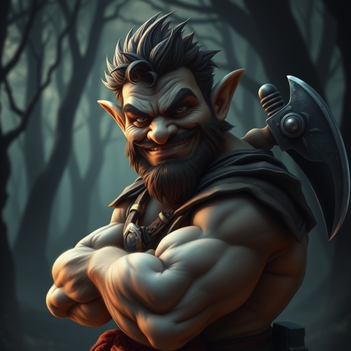 A confident halfling man in mystical forest