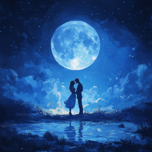 A couple under blue moonlight on Aug. 31