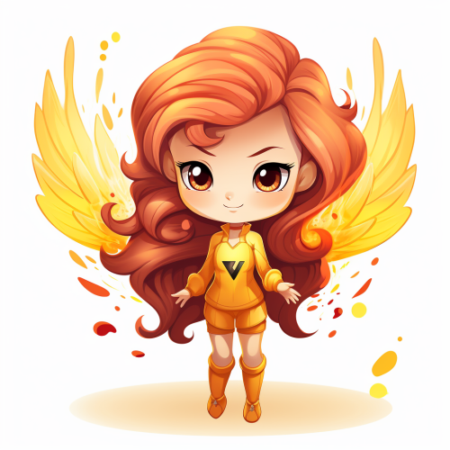 A cute 2D cartoon of Jean Grey.