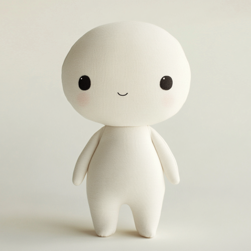 A cute plush doll with sparkling eyes