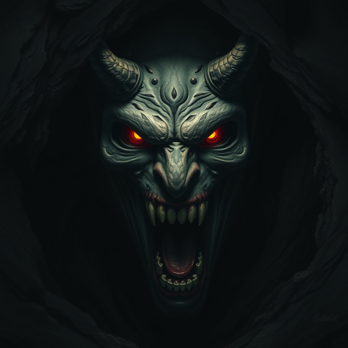 A dark cave with a wide open mouth.