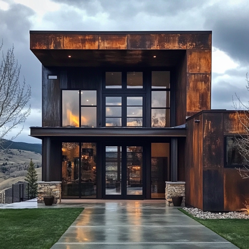 A dark mountain home in Montana with modern design