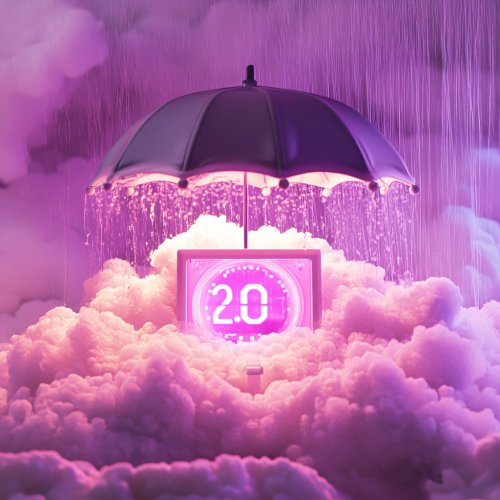 A desk clock showing 2:00 in clouds