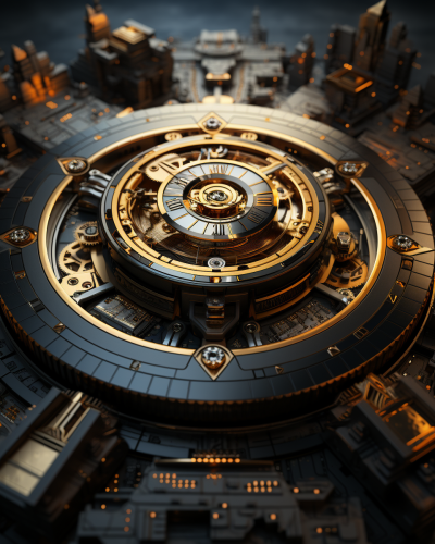 A detailed, cinematic hyper-realistic Bitcoin empire in 16k