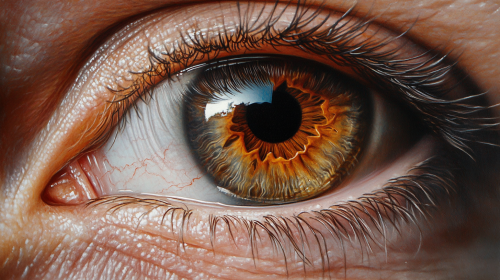 A detailed, realistic human eye in full focus