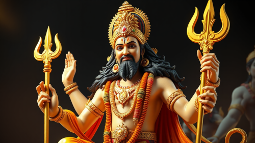 A detailed 3D image of Lord Vishnu.