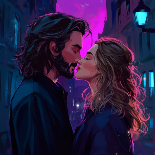 A detailed cartoon of Sirius and Hermione kissing