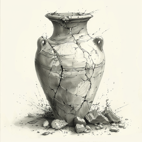 A detailed drawing of an old vase