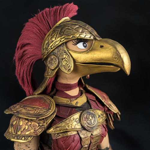 A detailed human muppet style puppet of Lady Sparta.