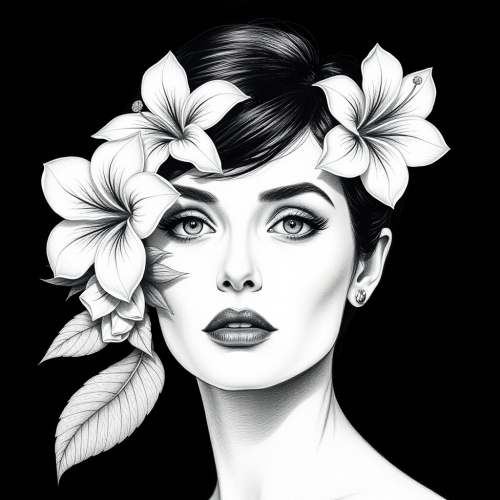 A detailed pencil drawing of Audrey Hepburn.