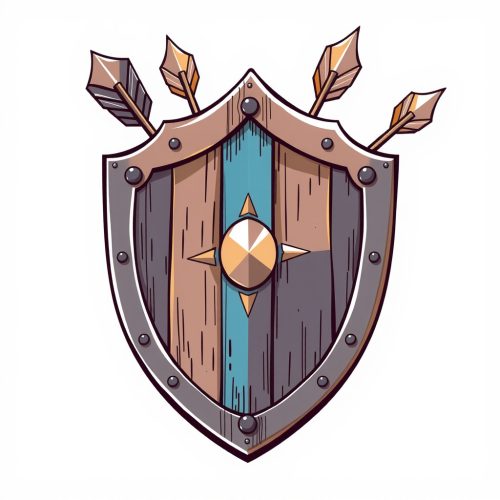 A detailed shield catching arrows in quick style.
