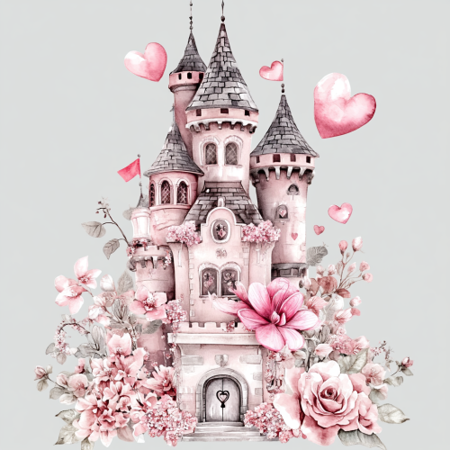 A detailed watercolor castle symbolizing unlocking secrets