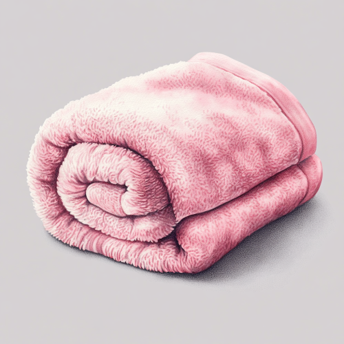 A detailed watercolor of a luxury pink towel