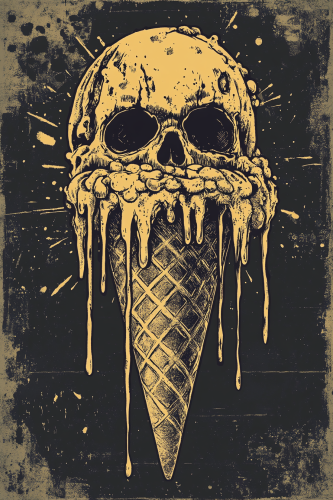 A dirty, old ice cream on t-shirt graphic