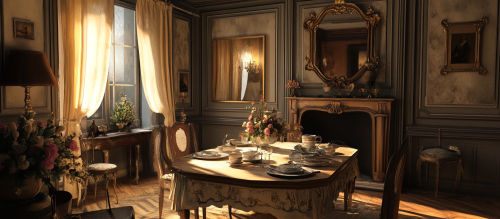 A fancy breakfast in a cozy historic room