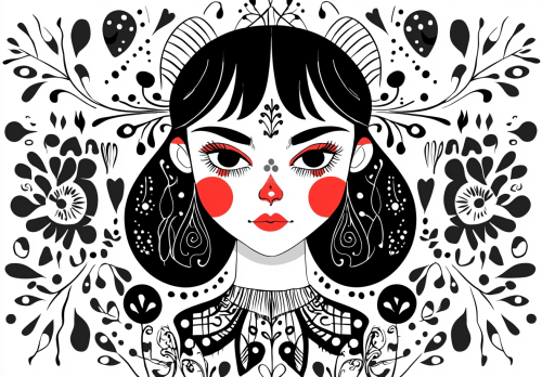 A girl holding pasta with tomatoes from ancient Slavic style