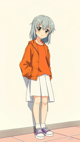 A girl in retro 80s anime style.