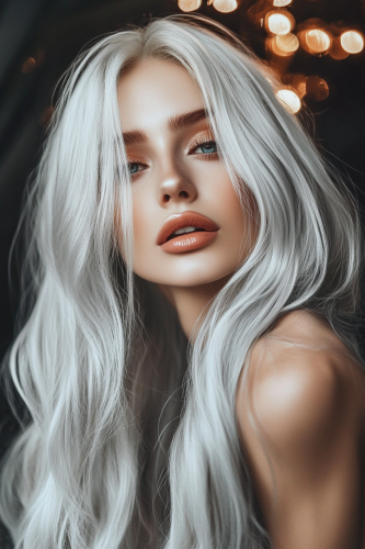 A glamorous model with big lips in salon