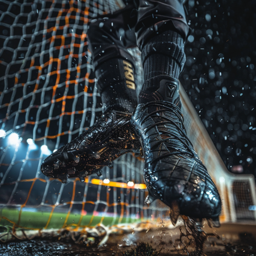 Cinematic Photo of a goalkeeper in black jersey
