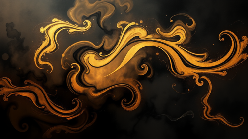 A golden hero battling swirling black smoke.