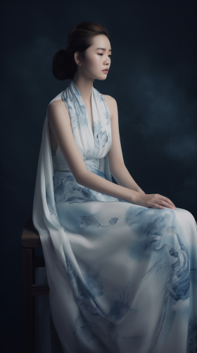 A graceful evening dress inspired by porcelain art