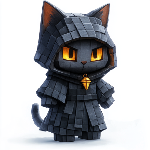 A gray cat in a robe walking in Minecraft A gray cat in a robe walking in Minecraft