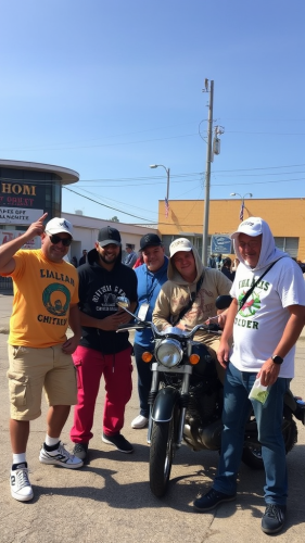 A group of friends posing together happily.