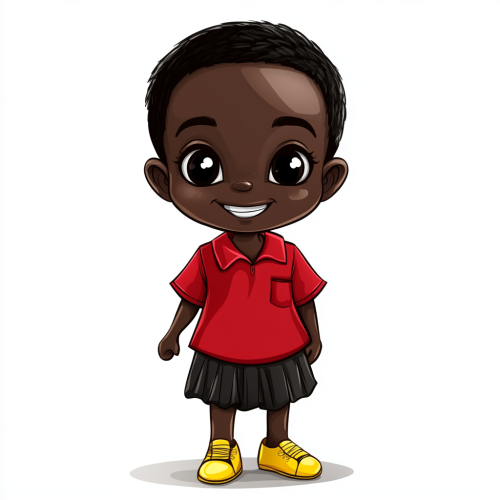 A happy South Sudanese boy in colorful outfit