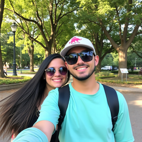 A happy dog playing in the park.