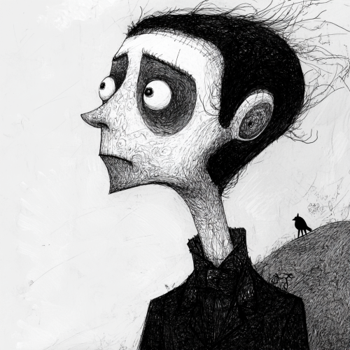 A haunting figure in minimalist Gothic style