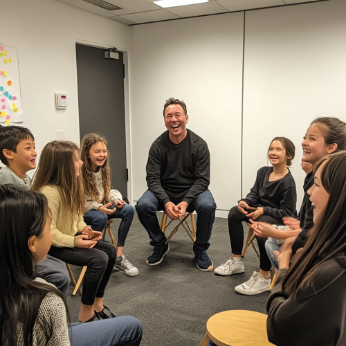 A kids' focus group in an Office