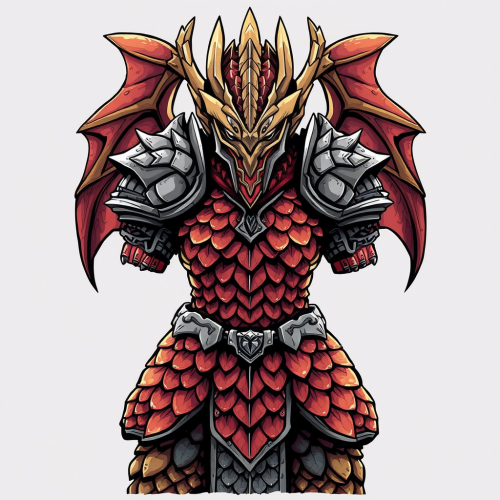A knight's armor made of dragon scales drawing.