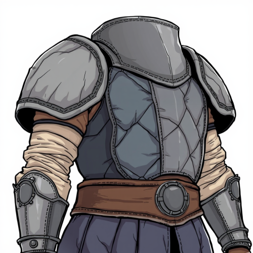 A knight's armor made of quilted cloth layers.