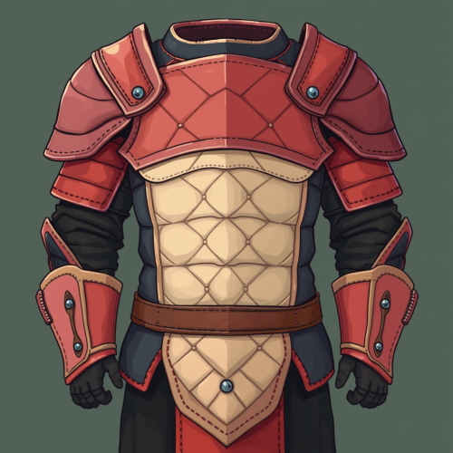 A knight's armor made of quilted cloth layers.