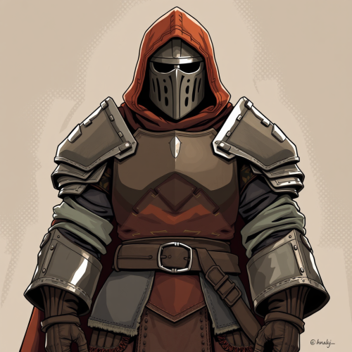 A knight in quilted armor, illustrated quickly.