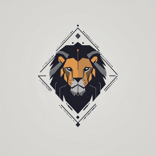 A lion's head in geometric logo design.