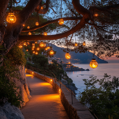 A magical and warm atmosphere on a shore