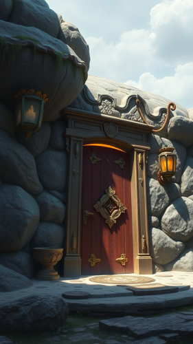 A magical door to a fantasy world.