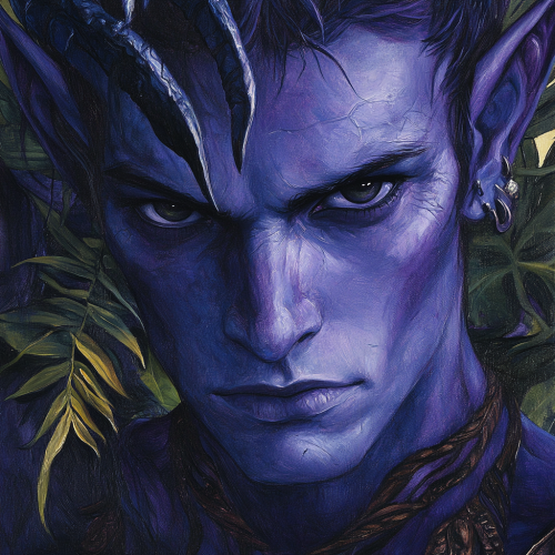 A magical purple elf with big eyes