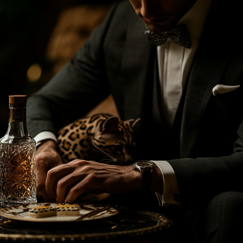 A man in a suit fixing sleeves elegantly