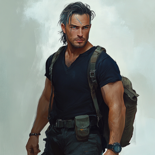 A man with different colored eyes walking.