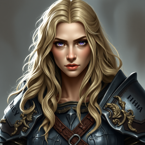 A medieval androgynous female warrior in armor.