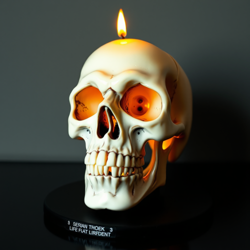 A melting skull-shaped candle.