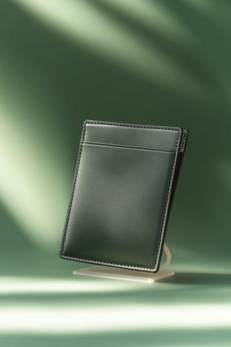 A men's wallet on stand