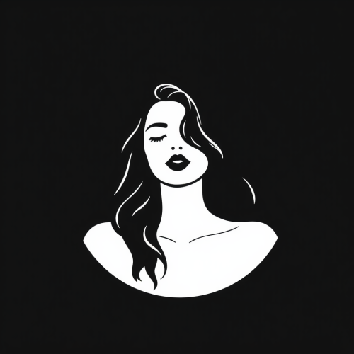 A minimalist graphic design of two lesbians in mono color.