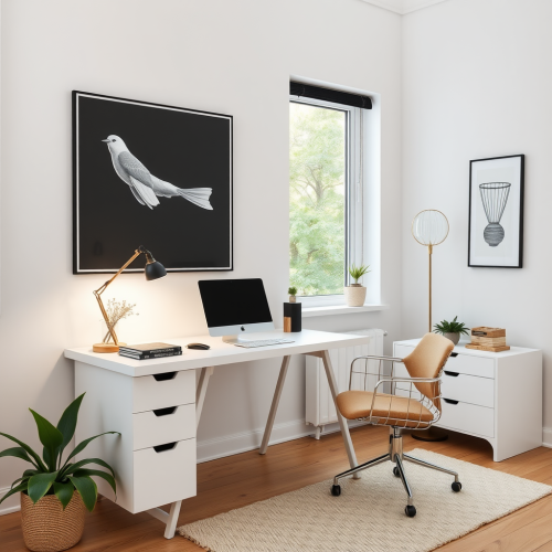 A minimalistic Scandinavian home office design.