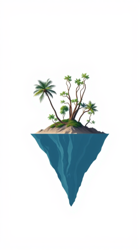 A minimalistic style island landscape.
