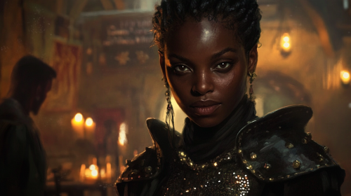 Woman in fantasy tavern