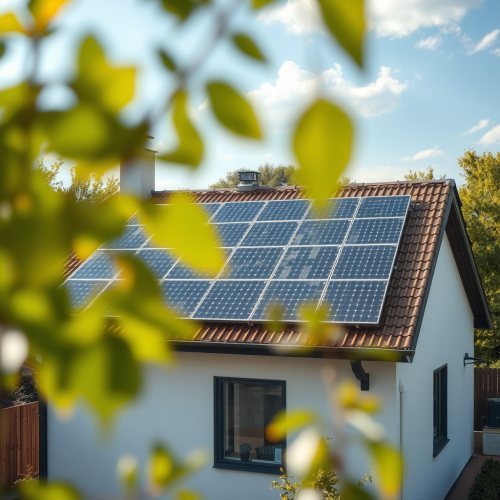 A modern German home with solar panels.