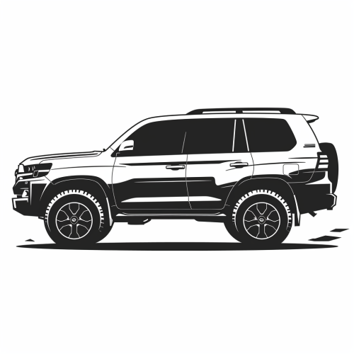 A modern black and white SUV logo